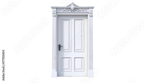 Wallpaper Mural Elegant white door with ornate molding against a black background Torontodigital.ca