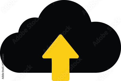 A dark cloud icon with a bright yellow upward pointing arrow