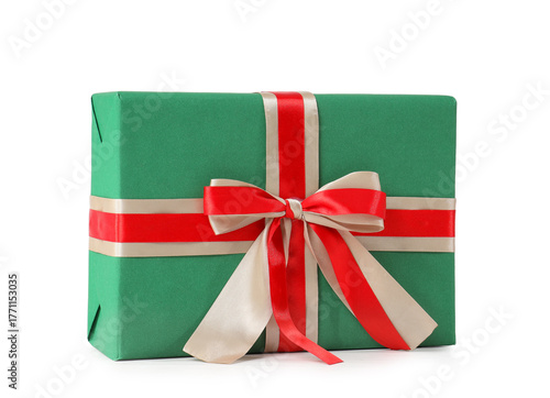 Green gift box with red and...