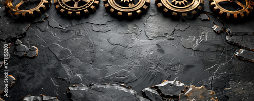 Wallpaper Mural Metal gears in industry. Top banner for automotive factory Torontodigital.ca