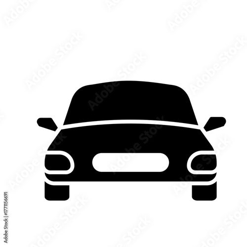 Glyph Icon - Simple car front view representing modern automobile design.