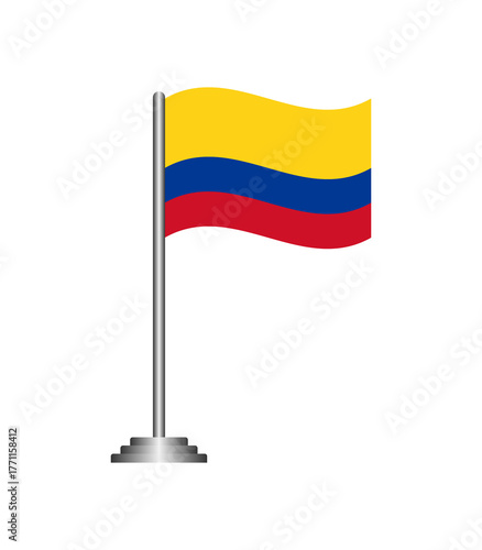Free Download Colombia Flag Waving on Pole Isolated on Transparent Background - GFXLoad