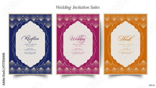 Elegant wedding invitation suites for reception, wedding and holud celebrations