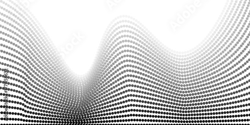 Black and white halftone wave dots abstract background. modern minimal vector design with gradient pattern for poster, banner, presentation, wallpaper, and digital graphic layout concept. Eps10