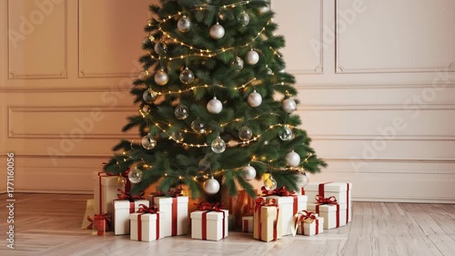 Warm Christmas Living Room Holiday Tree