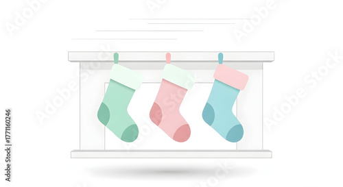 Hanging Christmas Stockings on Mantle Simple Holiday Decoration