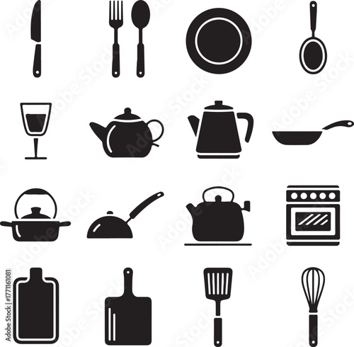 Kitchen utensils and cookware knife fork