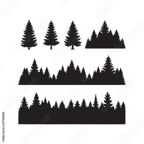 Evergreen Tree Silhouettes Vector Pack for Nature Design