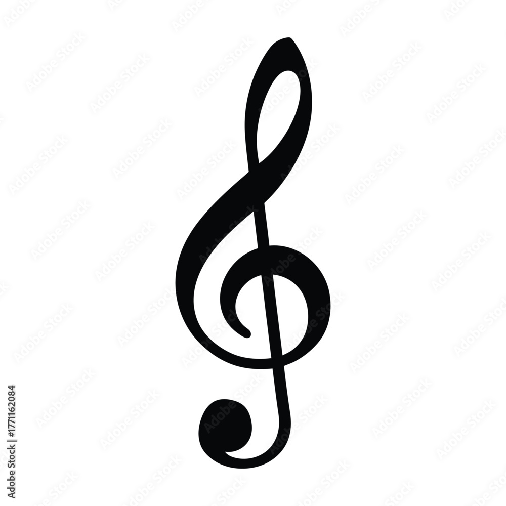 Obraz premium Bold black treble clef symbol on white background