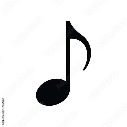 Black eighth note symbol on a white background