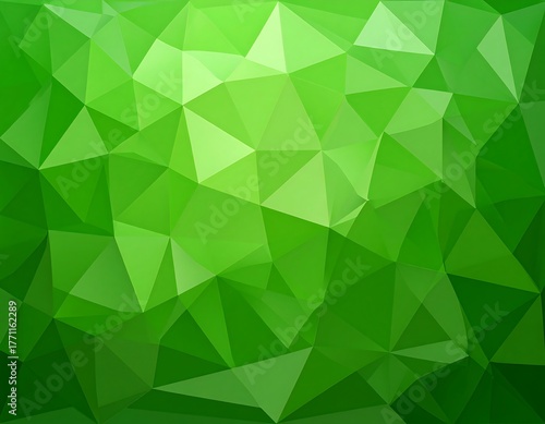 Abstract geometric polygon pattern in varying shades of green