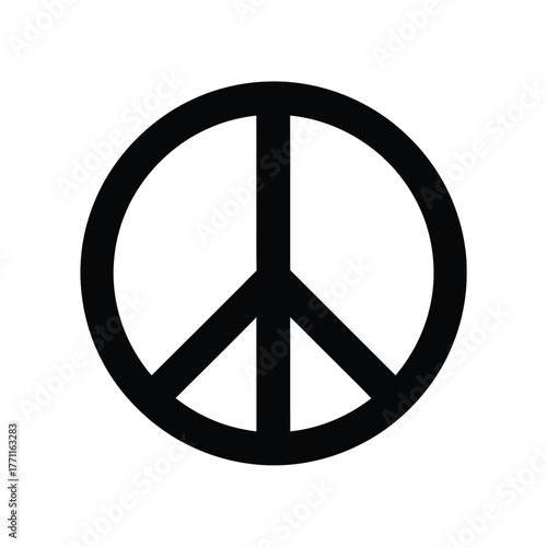 Classic black peace symbol on a white background