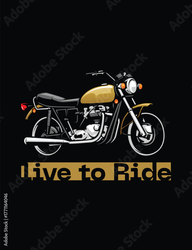 Classic Motorcycle Live to Ride – Vintage Biker Typography Design