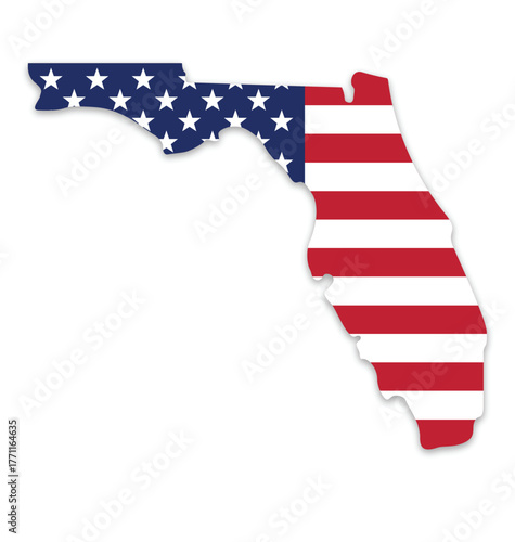 florida state map shape with usa flag