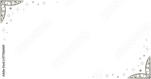 おしゃれな手書きの星降る夜の窓枠フレームイラスト