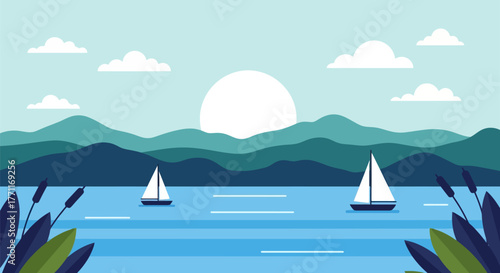 Abstract floral frame with overlapping organic shapes in green tones