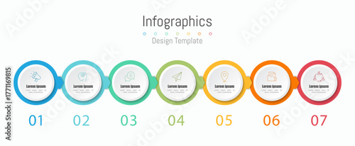 Infographic 7 options design elements for your business data. Vector Illustration.