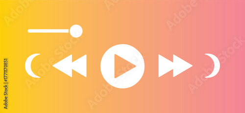 Complete Media Playback Controls on Vibrant Gradient Background