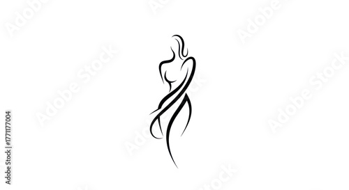 Elegant abstract female body line art illustration.