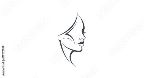Elegant Line Art Portrait of a Womans Profile.