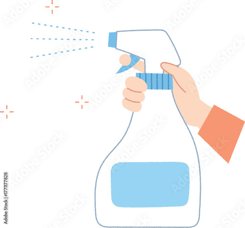 スプレー洗剤を使用するイラスト