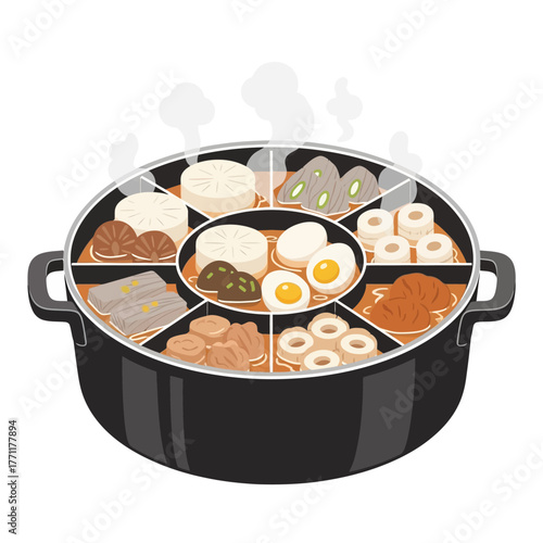 Japanese Hot Pot with Assorted Ingredients