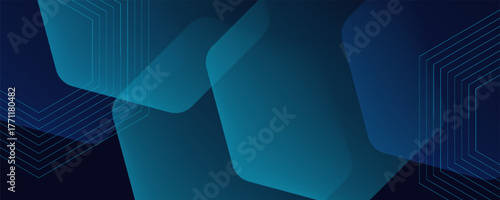 Abstract blue gradient hexagon background. Vector illustration for text. Social media covers, headers, and web banners. Suit for bussines, banners