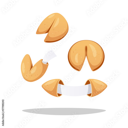 Fortune cookies vector isolated on white background.