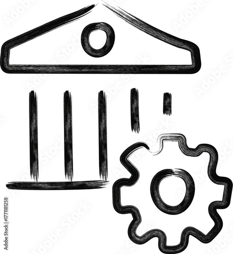 Governance and System Icon – Hand-Drawn Symbol of Institutional Function