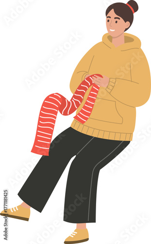 vector illustration of flying woman person