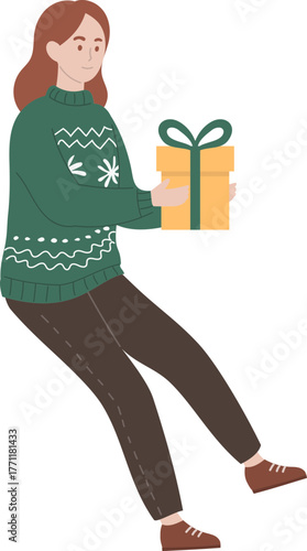 vector illustration of flying woman person