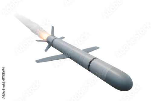 Wallpaper Mural Tomahawk Missile Mid-Flight 3D Render — Flame Exhaust & Vapor Trail Isolated on Transparent Background Torontodigital.ca
