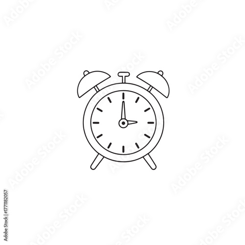 Alarm clock line art signals early rise