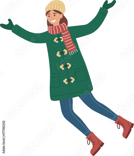 vector illustration of flying woman person