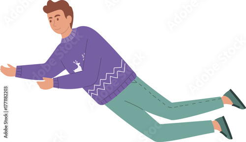 vector illustration of flying man person