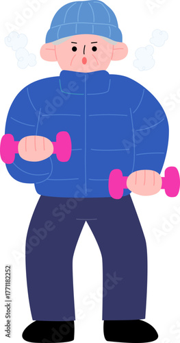 운동하는 노인 할아버지 겨울 환절기 01
