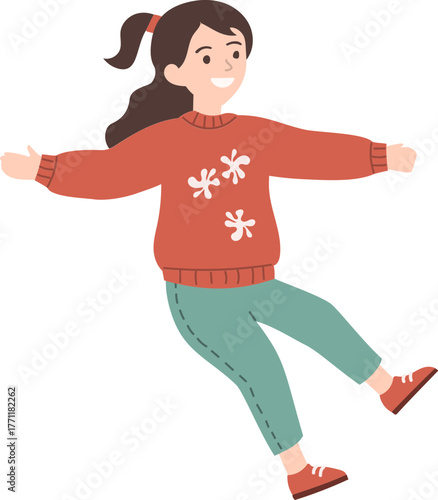vector illustration of flying girl person