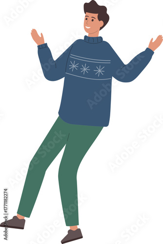 vector illustration of flying person
