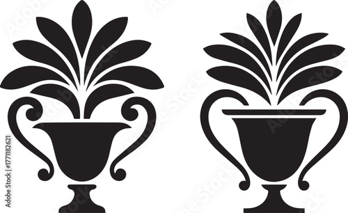 Stylized Classical Urn with Foliage Motifs