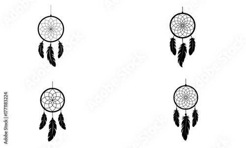 Dreamcatcher illustration with feathers and circular web symbolizing protection and tradition
