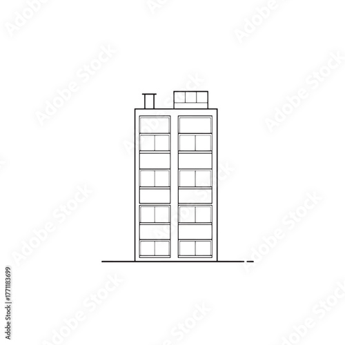Apartment building line art modern urban design