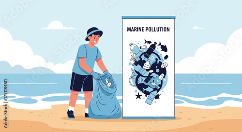 Beach cleanup initiative focusing on removing marine debris for environmental protection