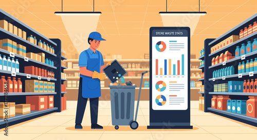 Analyzing waste reduction at a grocery store through data management system
