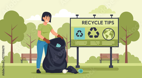 Empowering eco-conscious actions in the park: a volunteer collecting trash