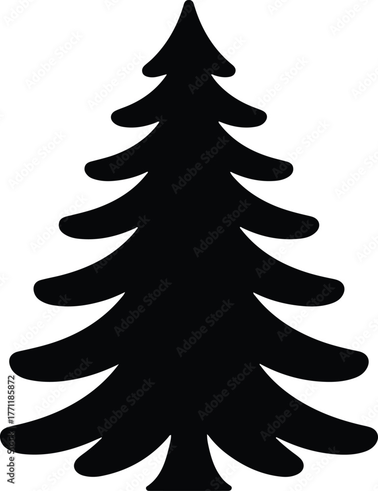 Fototapeta premium Simple black Christmas Fir Tree Silhouettes Vector