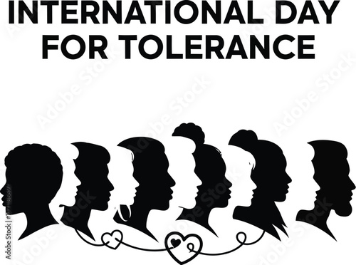 Silhouette of diverse people for international day for tolerance promoting tolerance