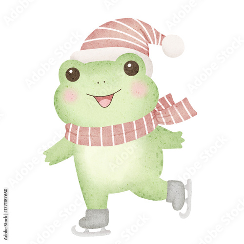 skating cartoon frog 