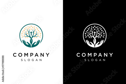 sign of the cross Tree Logo Design