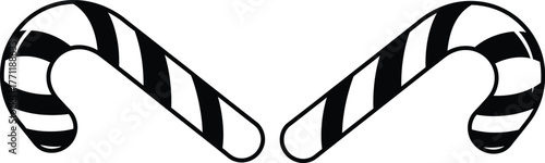 Pair of black and striped candy canes