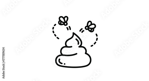 A cartoon drawing of a pile of feces with two flies circling around it, indicating its unpleasant smell.